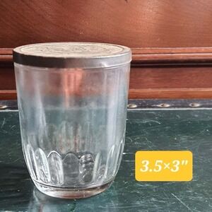 Vintage Ball Clear Glass Jelly Jar with Embossed Lid - 3.5x 3" Mid 20th Century
